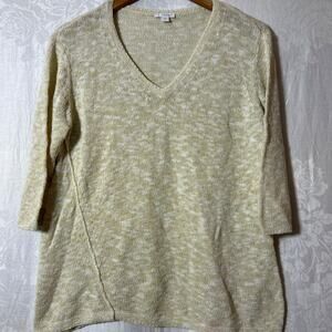 PureJill J Jill Sweater Small Beige Open Knit Cotton Asymmetric
